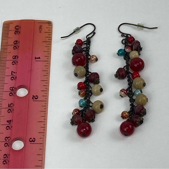 Mixed Gemstones Dangle Handmade Earrings - Picture 4 of 6